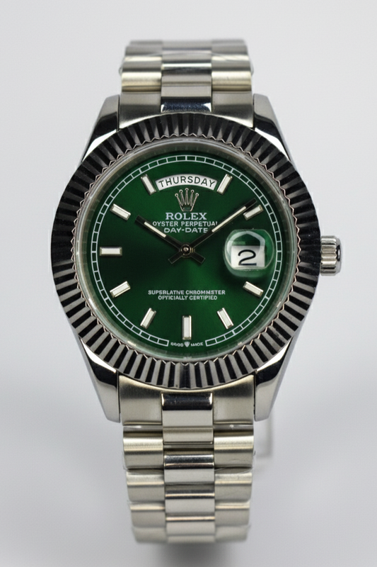 Rolex - Premium Silver Watch with Royal Green Dial